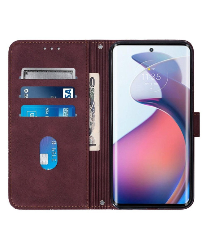 Housse Motorola Edge 30 Fusion effet cuir design géométrique