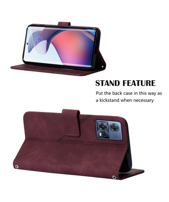 Housse Motorola Edge 30 Fusion effet cuir design géométrique