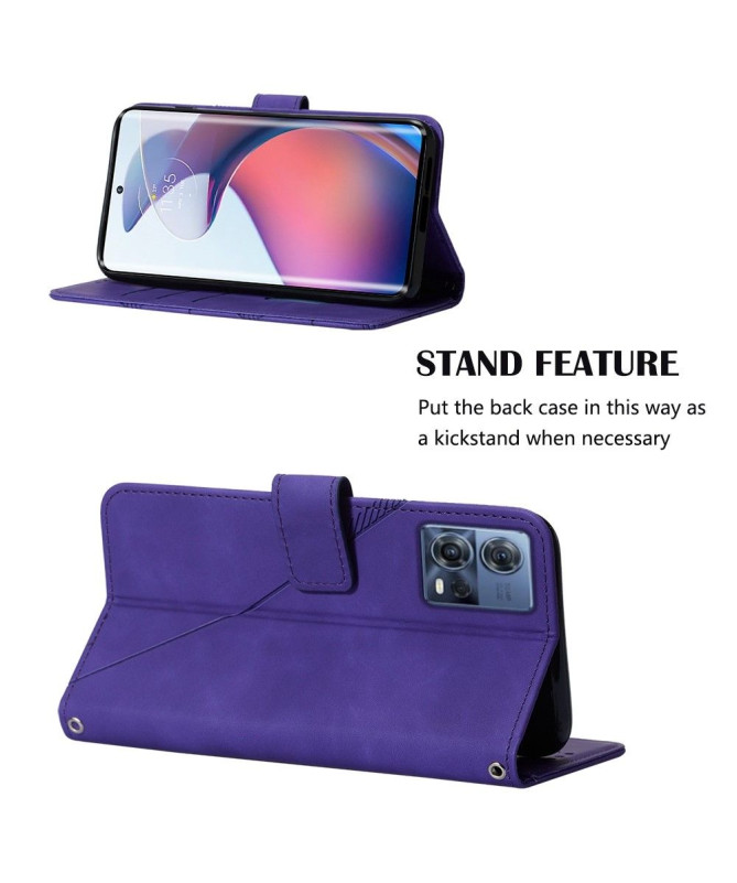 Housse Motorola Edge 30 Fusion effet cuir design géométrique