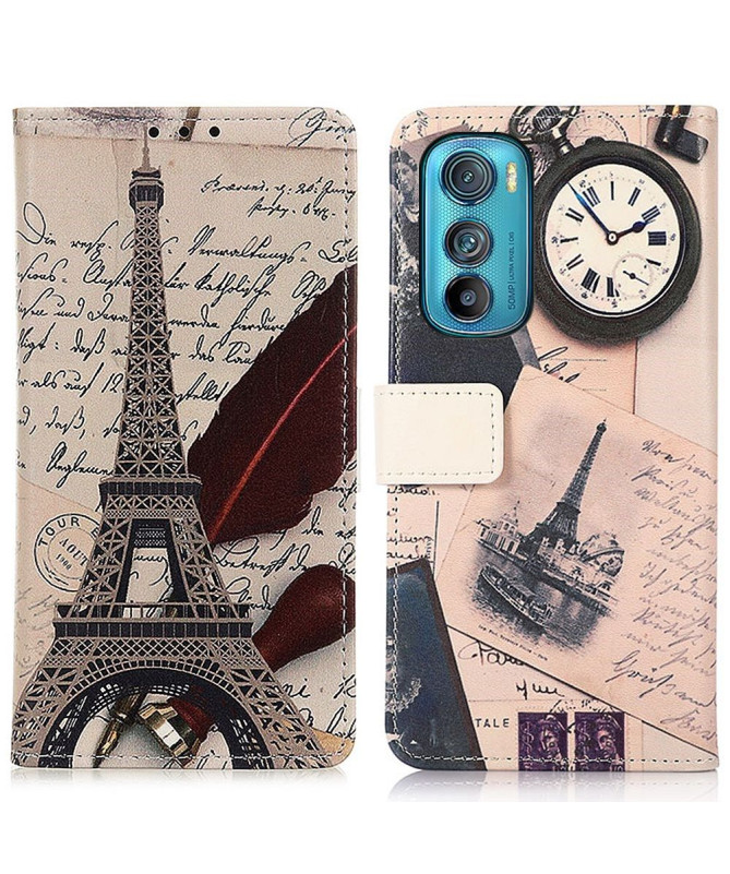 Housse Motorola Edge 30 Tour Eiffel et lettre