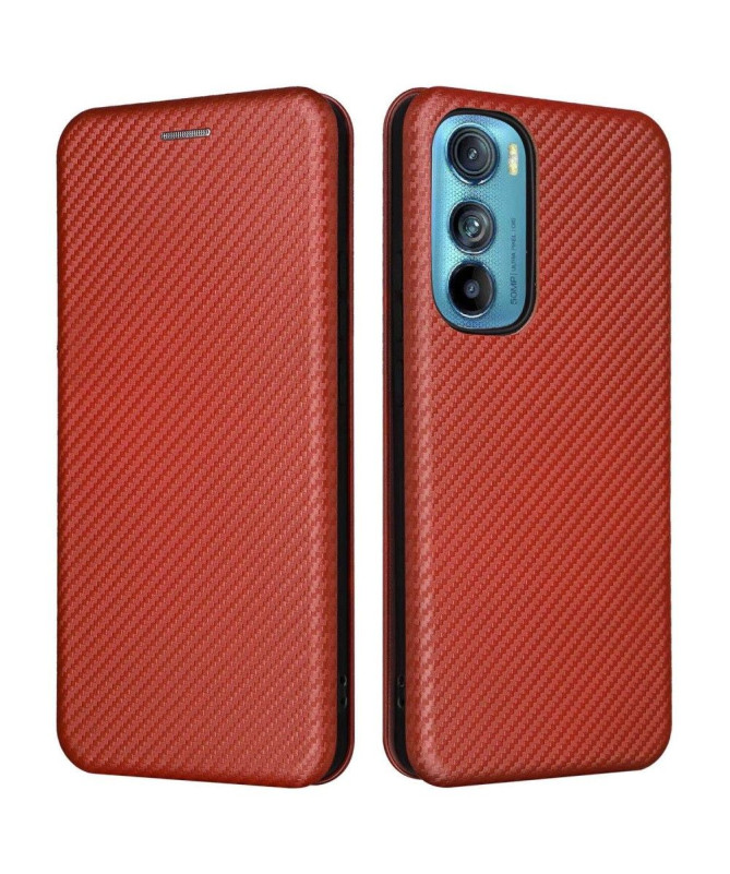 Housse Motorola Edge 30 simili cuir fibre de carbone