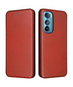 Housse Motorola Edge 30 simili cuir fibre de carbone
