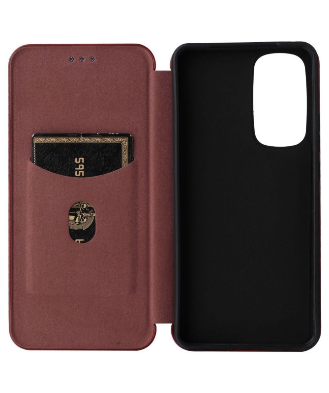 Housse Motorola Edge 30 simili cuir fibre de carbone