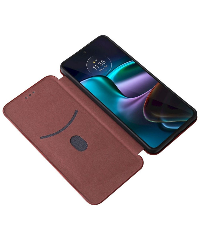 Housse Motorola Edge 30 simili cuir fibre de carbone