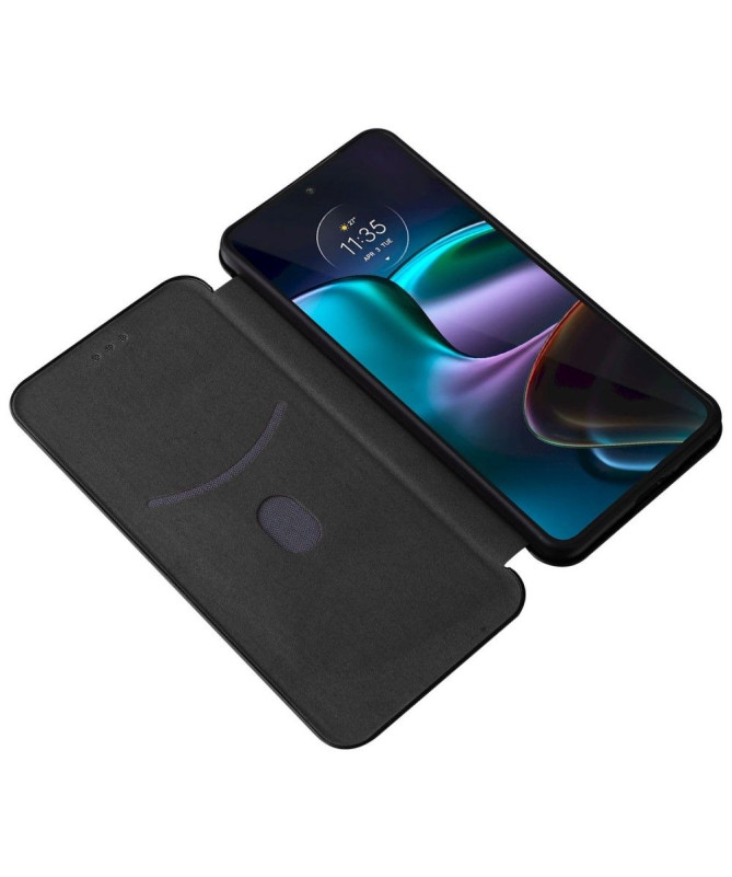 Housse Motorola Edge 30 simili cuir fibre de carbone