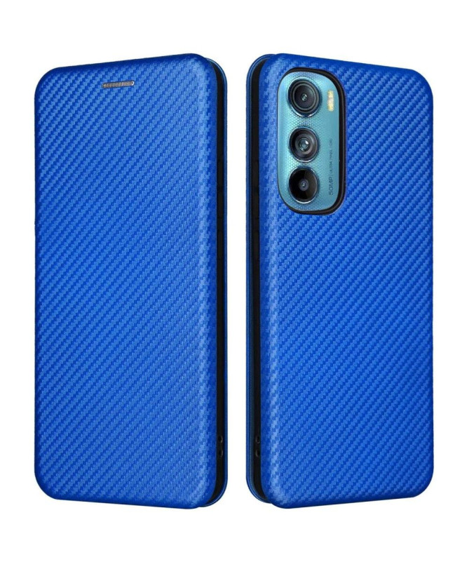 Housse Motorola Edge 30 simili cuir fibre de carbone