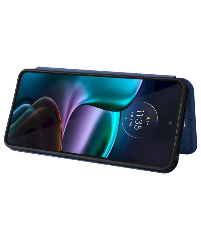 Housse Motorola Edge 30 simili cuir fibre de carbone