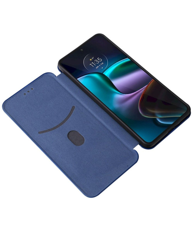 Housse Motorola Edge 30 simili cuir fibre de carbone
