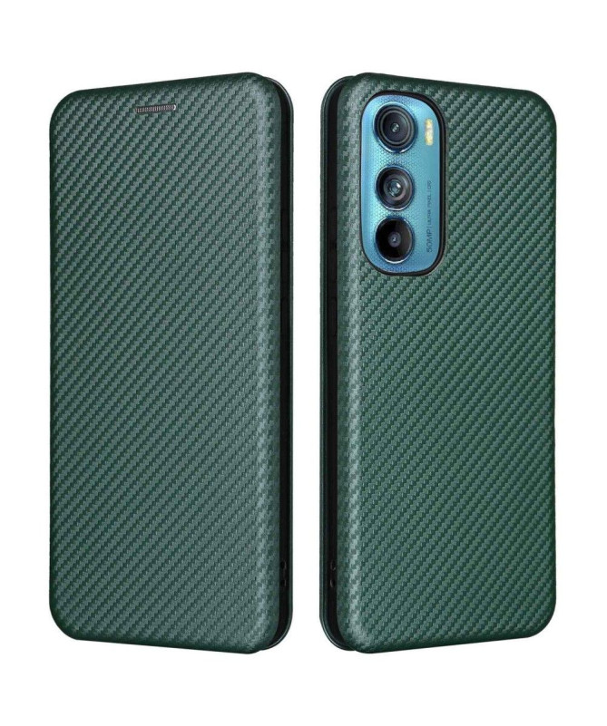 Housse Motorola Edge 30 simili cuir fibre de carbone