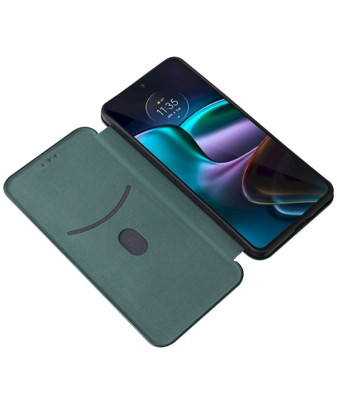 Housse Motorola Edge 30 simili cuir fibre de carbone