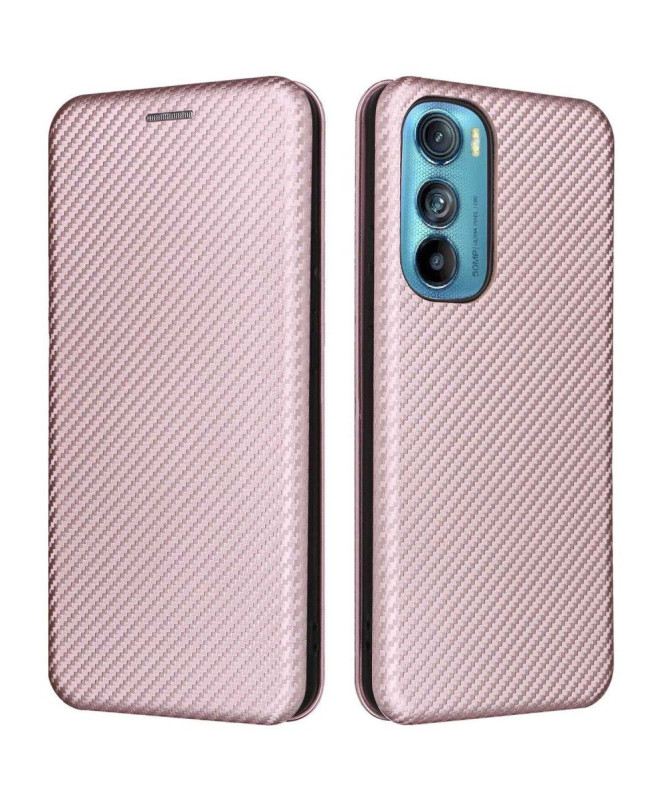 Housse Motorola Edge 30 simili cuir fibre de carbone