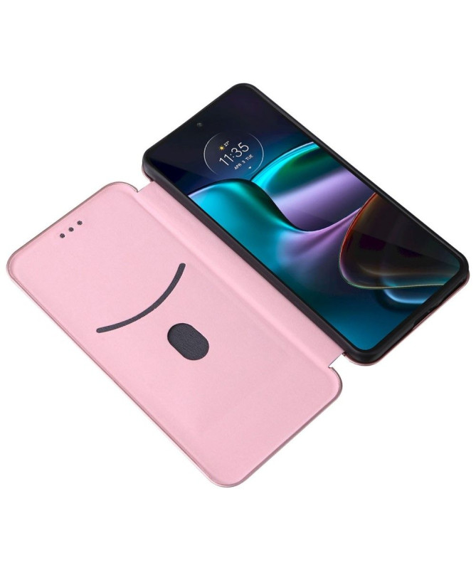 Housse Motorola Edge 30 simili cuir fibre de carbone
