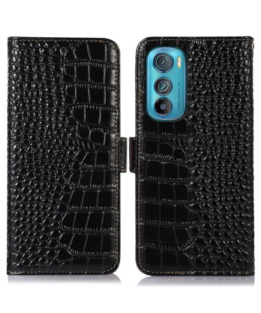 Housse Motorola Edge 30 Cuir véritable aspect croco