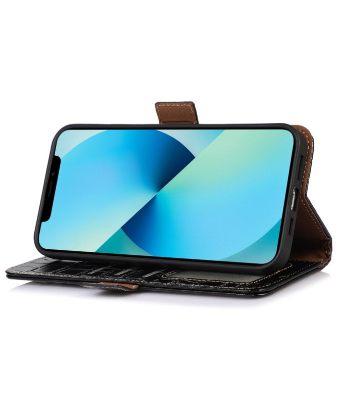 Housse Motorola Edge 30 Cuir véritable aspect croco