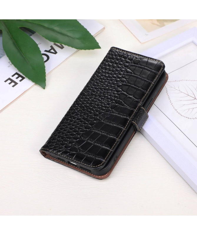 Housse Motorola Edge 30 Cuir véritable aspect croco