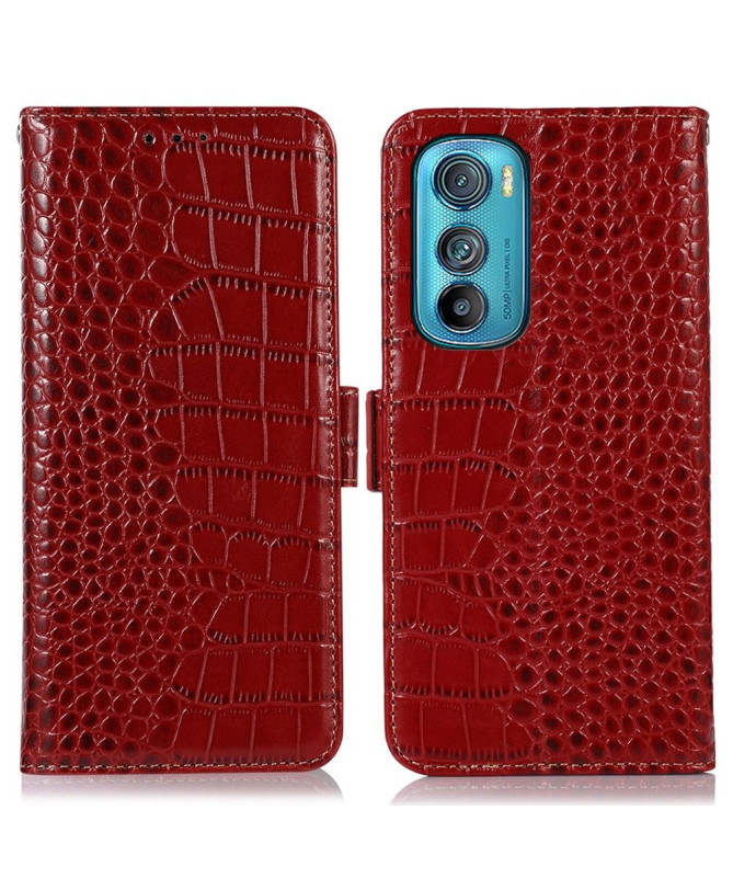 Housse Motorola Edge 30 Cuir véritable aspect croco