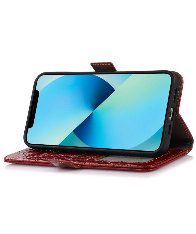 Housse Motorola Edge 30 Cuir véritable aspect croco