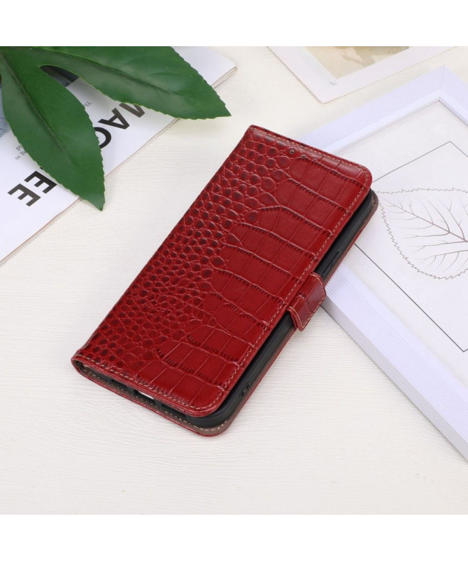 Housse Motorola Edge 30 Cuir véritable aspect croco