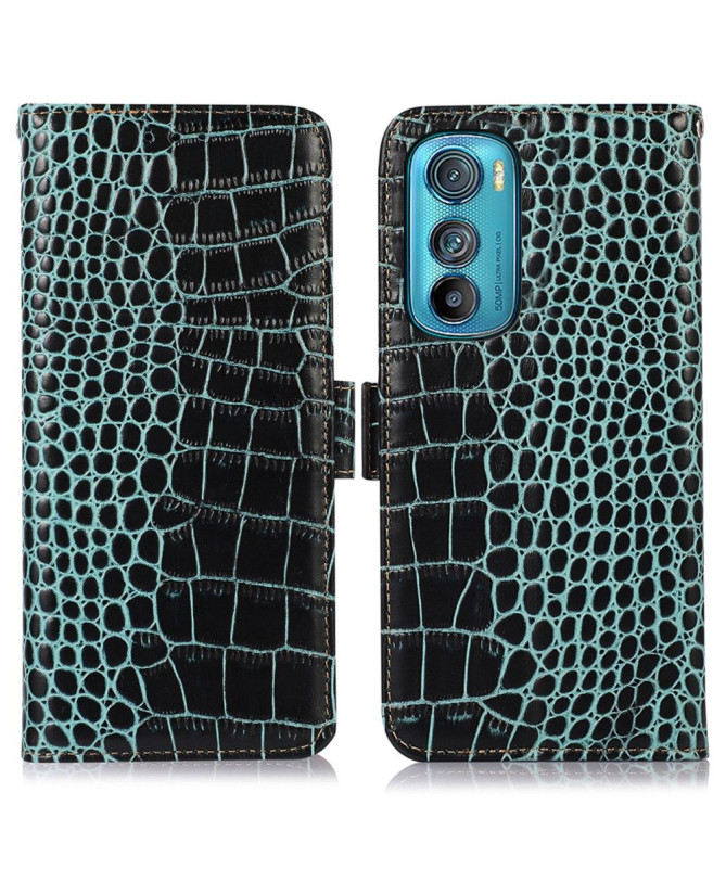 Housse Motorola Edge 30 Cuir véritable aspect croco