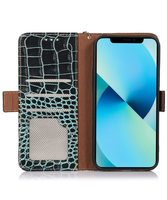 Housse Motorola Edge 30 Cuir véritable aspect croco