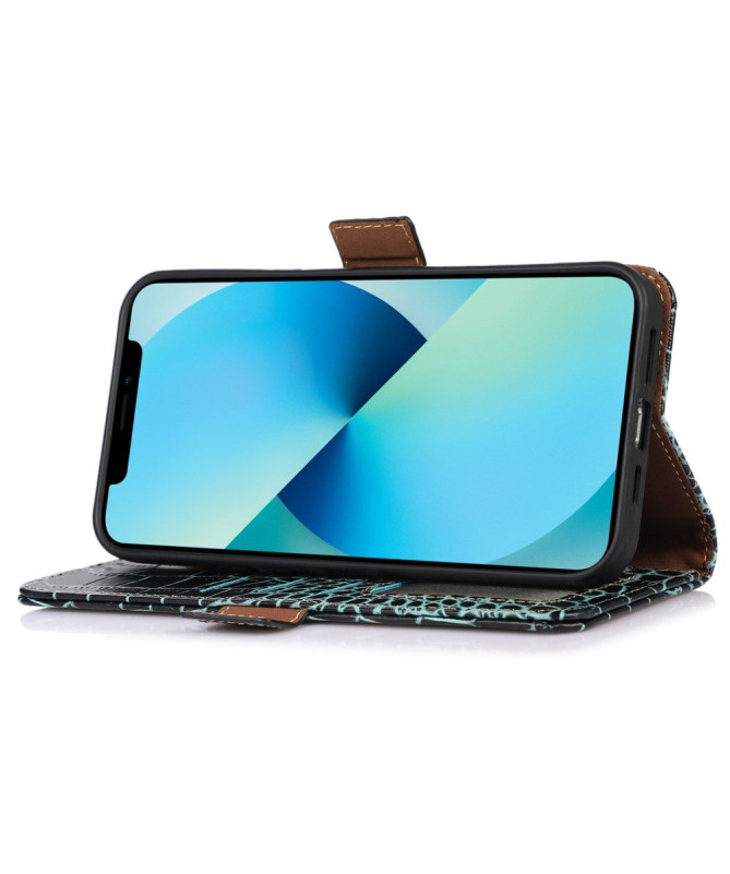 Housse Motorola Edge 30 Cuir véritable aspect croco