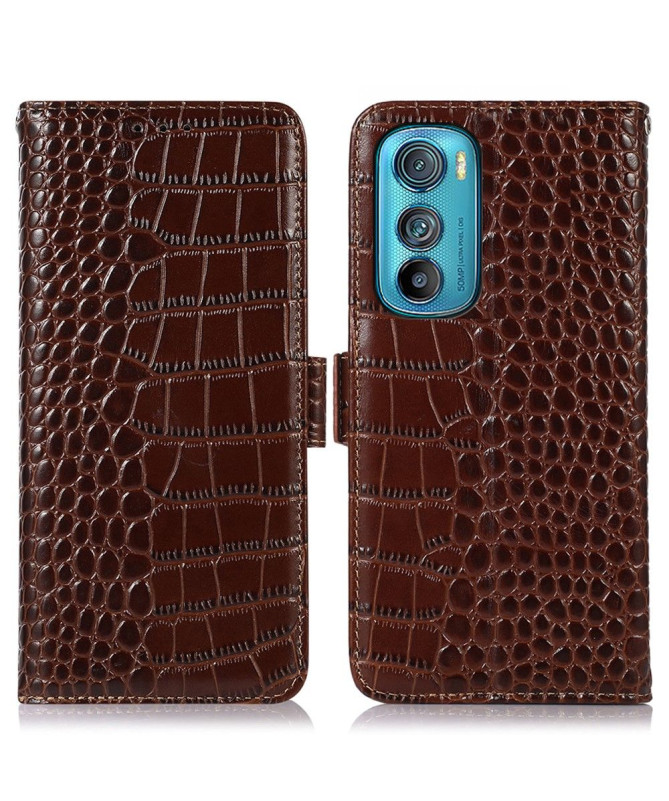 Housse Motorola Edge 30 Cuir véritable aspect croco
