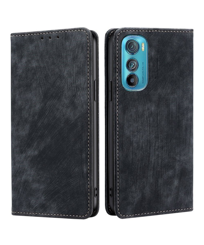Housse Motorola Edge 30 Rabat Flip Coutures Apparentes