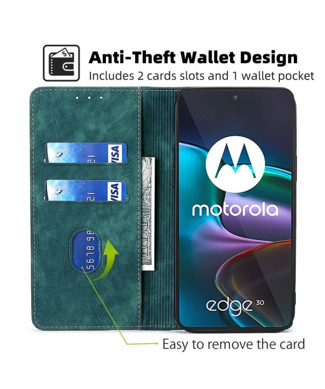 Housse Motorola Edge 30 Rabat Flip Coutures Apparentes