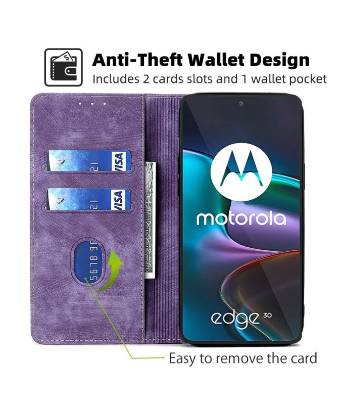 Housse Motorola Edge 30 Rabat Flip Coutures Apparentes