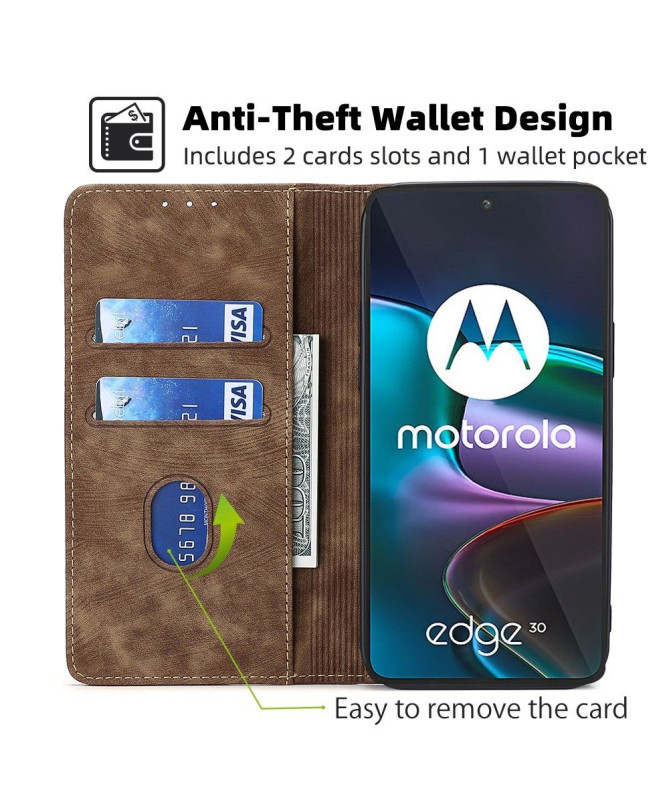 Housse Motorola Edge 30 Rabat Flip Coutures Apparentes