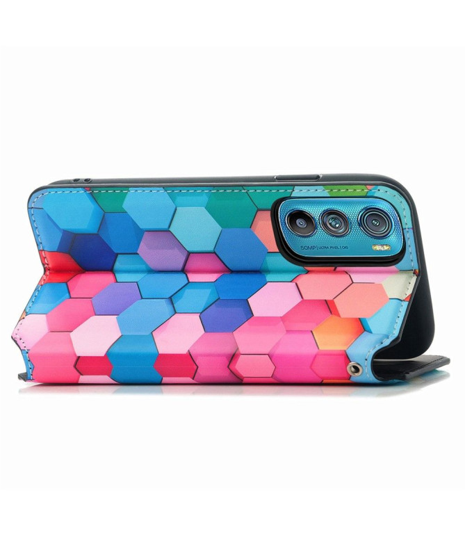 Housse Motorola Edge 30 Rabat Flip Nid d'Abeille Coloré
