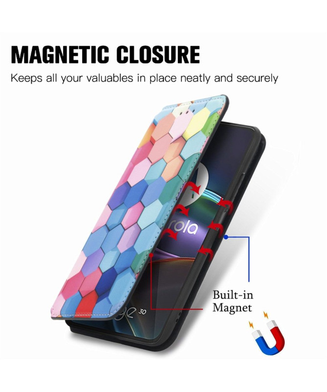 Housse Motorola Edge 30 Rabat Flip Nid d'Abeille Coloré