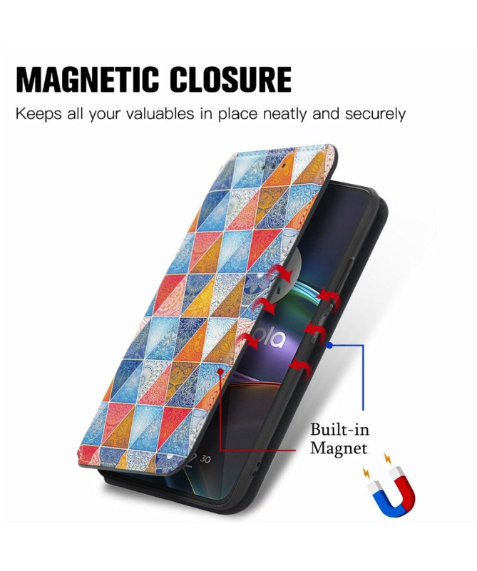 Housse Motorola Edge 30 Rabat Flip Mandala Kaléidoscope