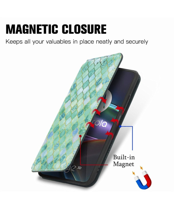 Housse Motorola Edge 30 Rabat Flip Motif Arabesque