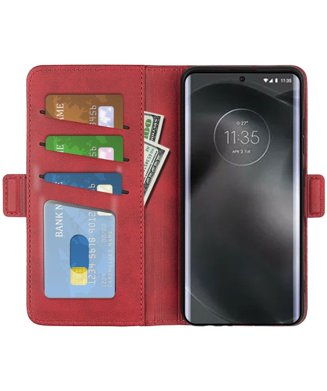 Étui portefeuille simili cuir mat pour Motorola Edge 30 Neo