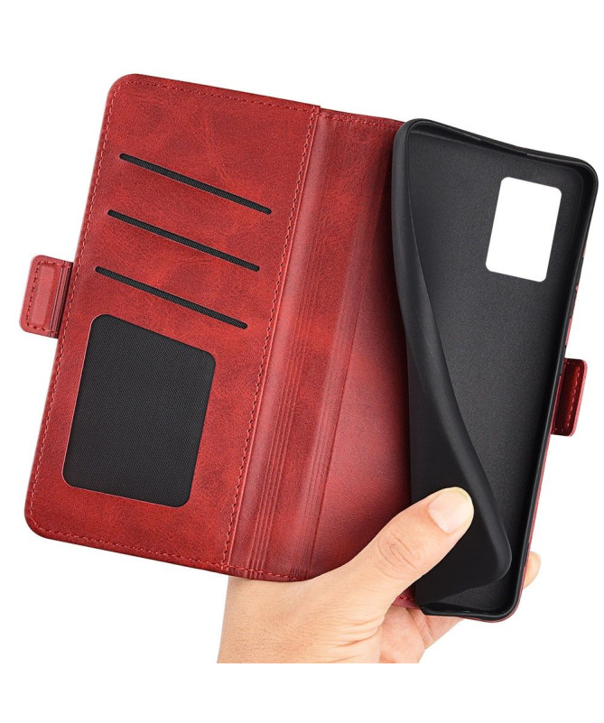 Étui portefeuille simili cuir mat pour Motorola Edge 30 Neo