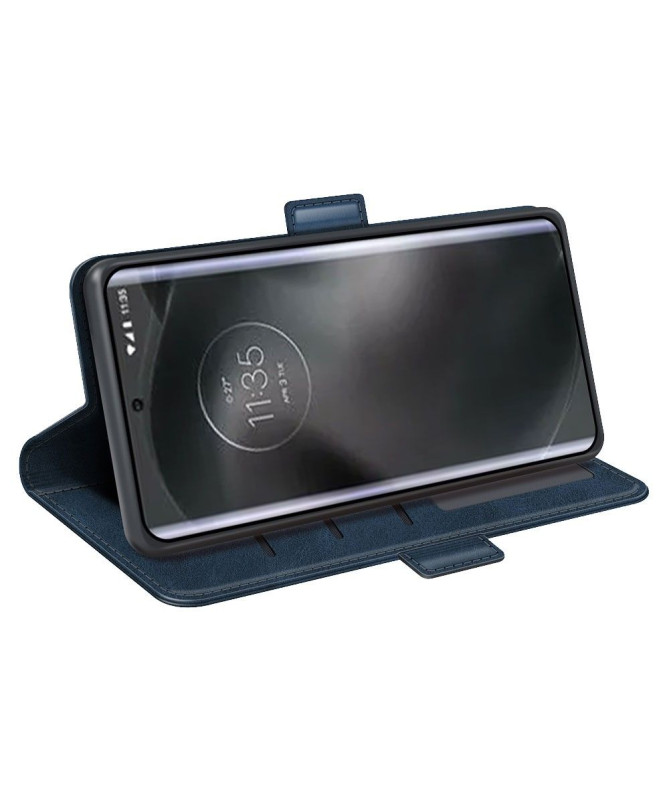 Étui portefeuille simili cuir mat pour Motorola Edge 30 Neo