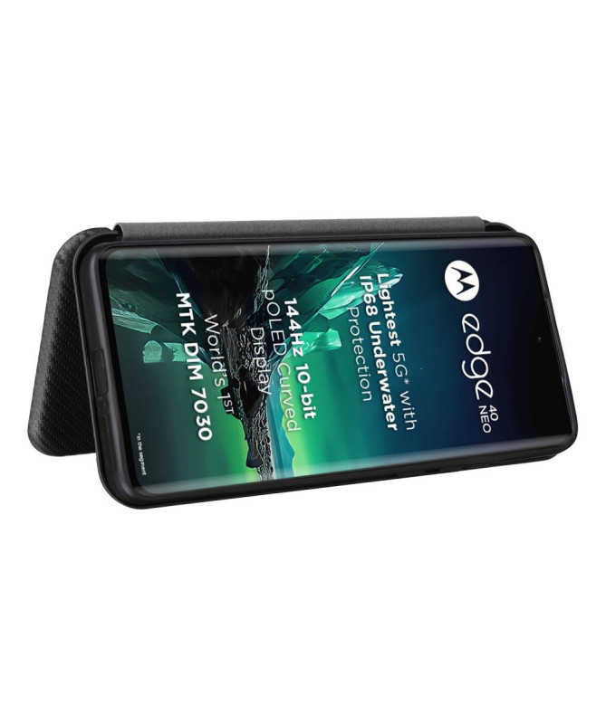 Housse Motorola Edge 40 Neo simili cuir fibre de carbone