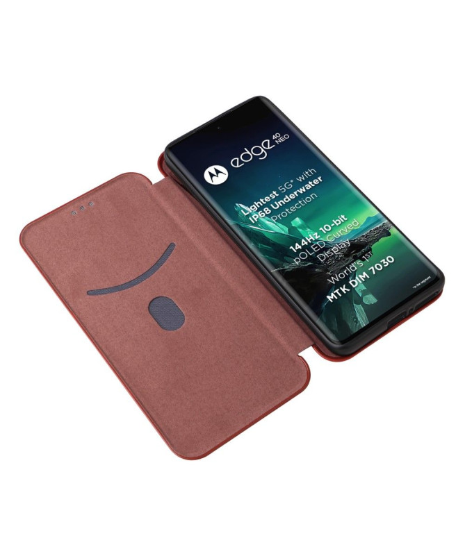 Housse Motorola Edge 40 Neo simili cuir fibre de carbone
