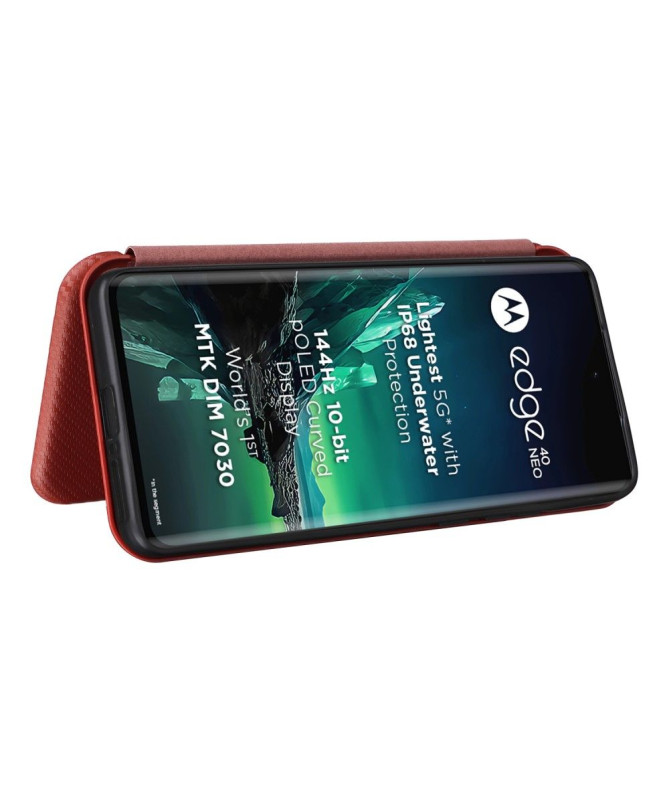 Housse Motorola Edge 40 Neo simili cuir fibre de carbone