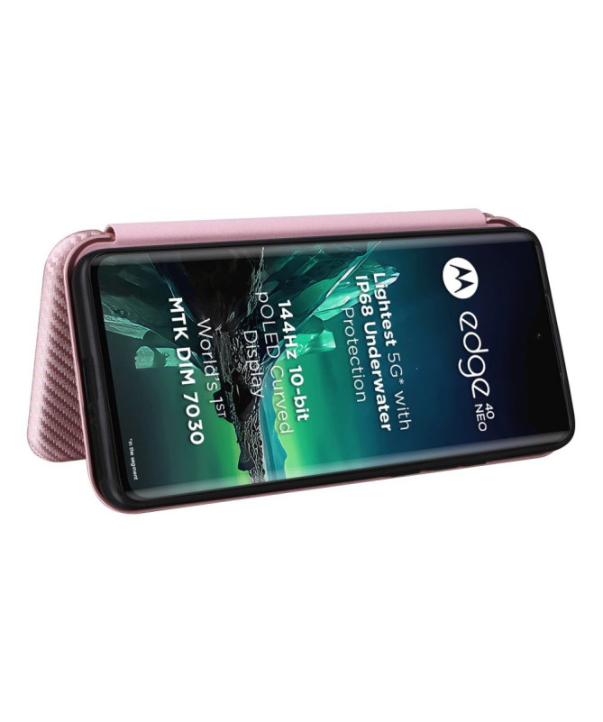 Housse Motorola Edge 40 Neo simili cuir fibre de carbone