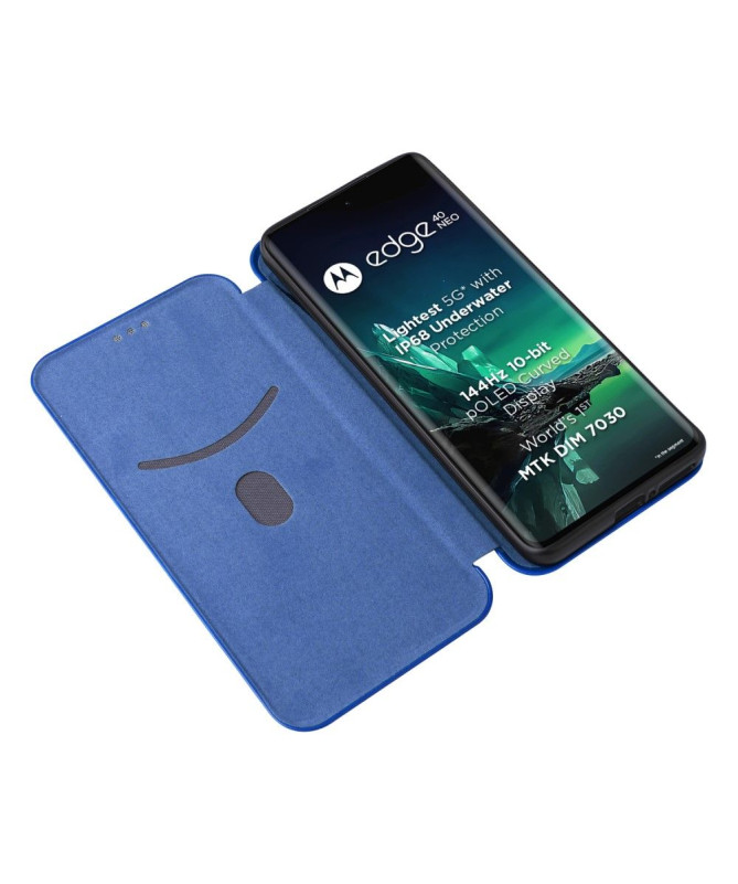 Housse Motorola Edge 40 Neo simili cuir fibre de carbone
