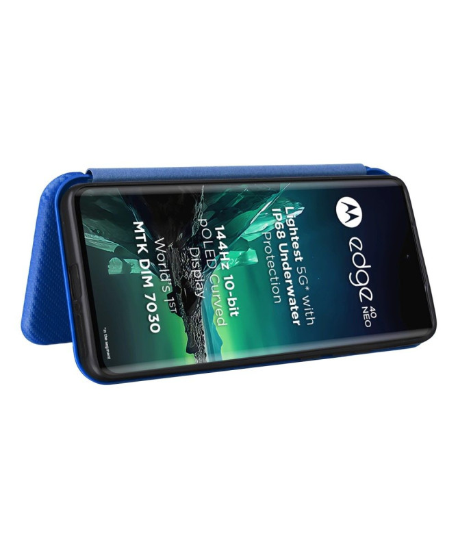 Housse Motorola Edge 40 Neo simili cuir fibre de carbone