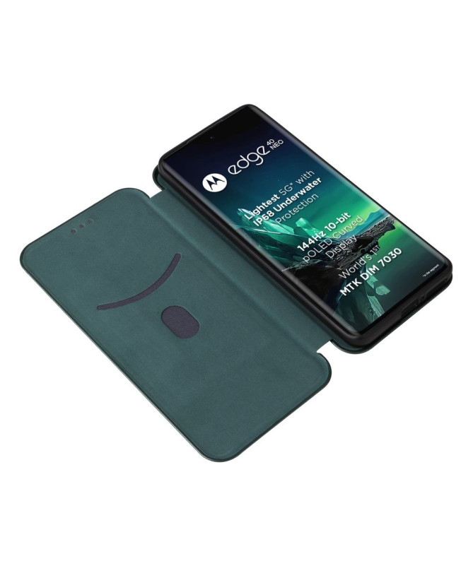 Housse Motorola Edge 40 Neo simili cuir fibre de carbone