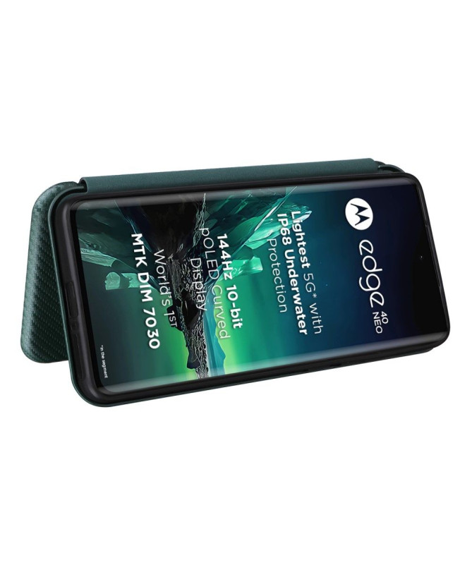 Housse Motorola Edge 40 Neo simili cuir fibre de carbone