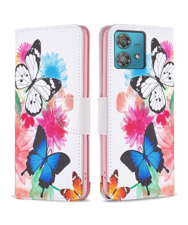 Housse Motorola Edge 40 Neo papillons et fleurs colorées