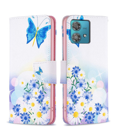 Housse Motorola Edge 40 Neo Papillon et marguerites