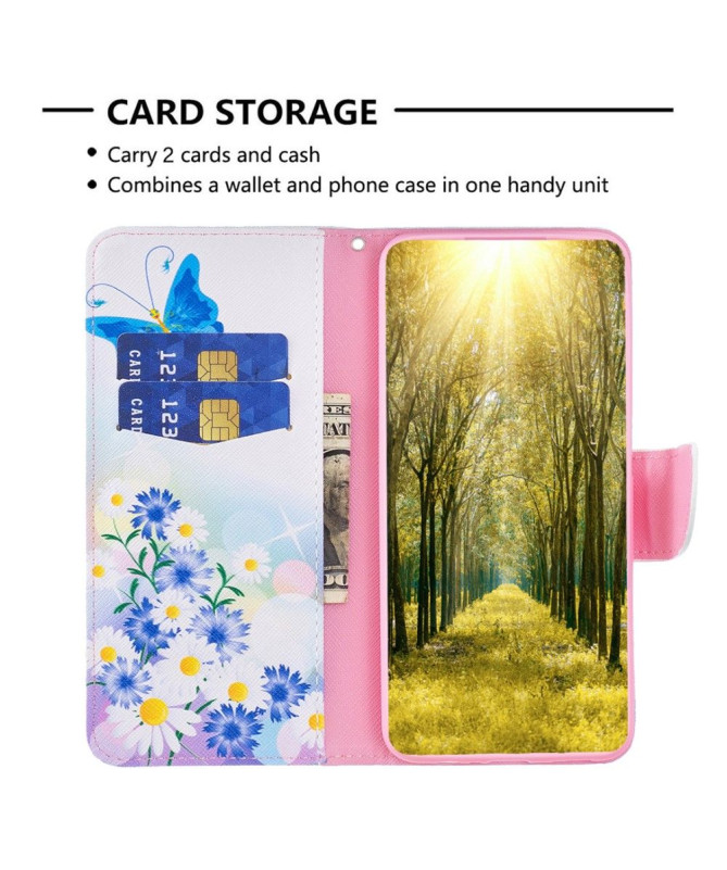 Housse Motorola Edge 40 Neo Papillon et marguerites