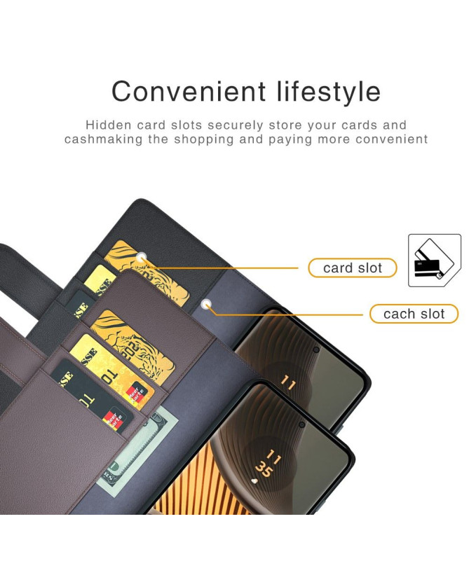 Étui Motorola Edge 50 Ultra portefeuille en cuir premium