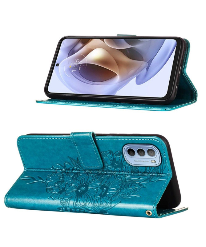 Housse Motorola Moto G31 / G41 Papillon Fleur Porte-Cartes